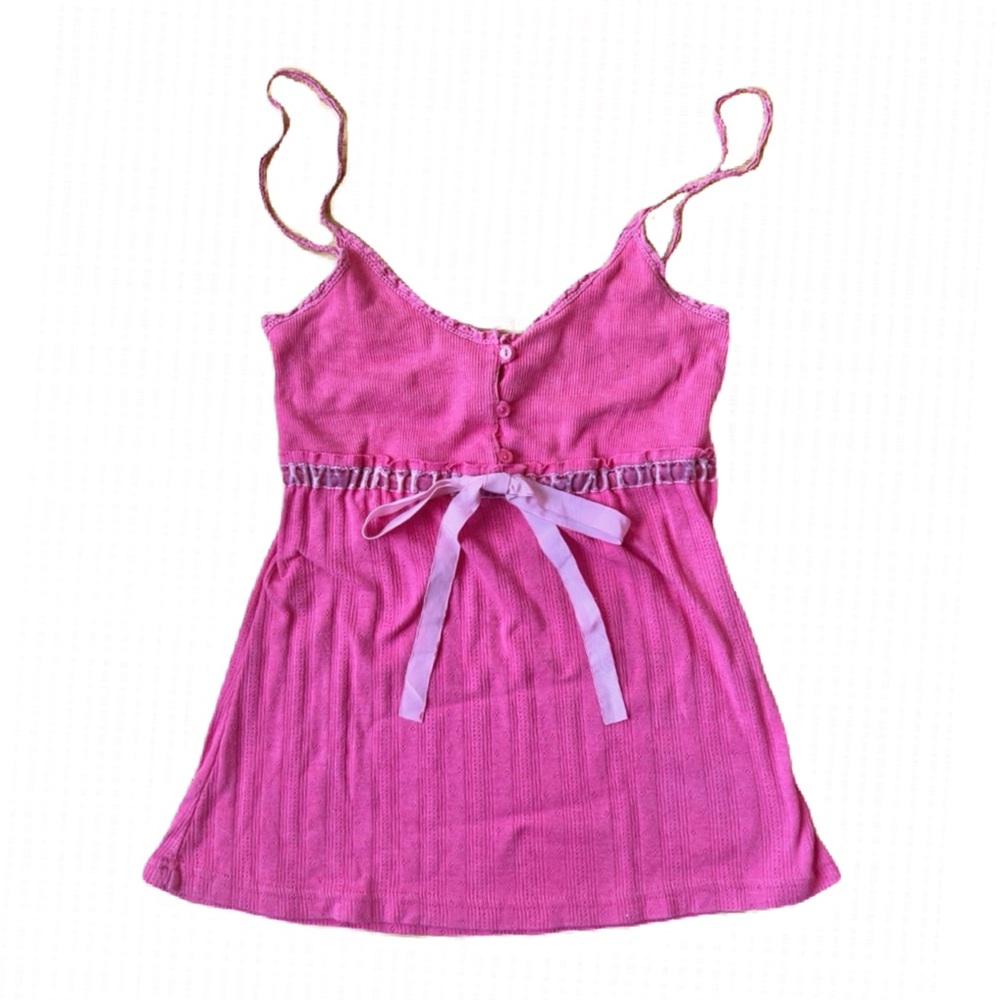 pink ribbon button down tank